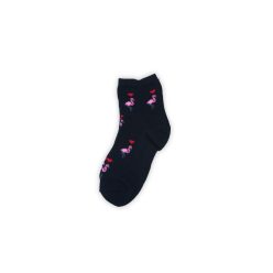   Chaussettes en coton tricotées fines pour petite fille - Flamant rose - bleu foncé - 31-34