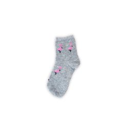   Chaussettes en coton tricotées fines pour petite fille - Flamant rose - gris - 22-26