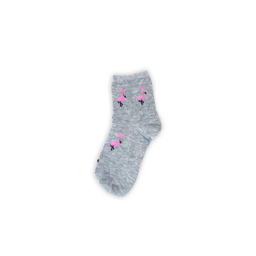 Chaussettes en coton tricotées fines pour petite fille - Flamant rose - gris - 22-26