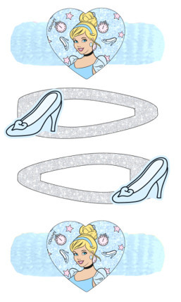 Ensemble de 2 barrettes scintillantes et 2 élastiques Disney Princesses