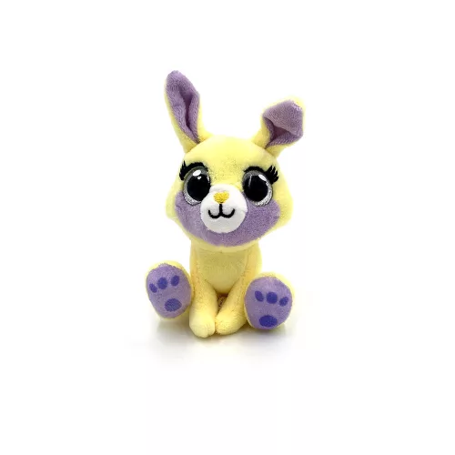Peluche mignonne à gros yeux Lapin 10cm de hauteur - Jaune / Violet