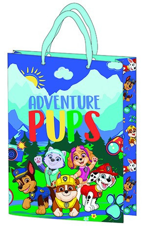 Sac cadeau 23x18x8,5 cm, surface en plastique laminé - Pat' Patrouille Bleu