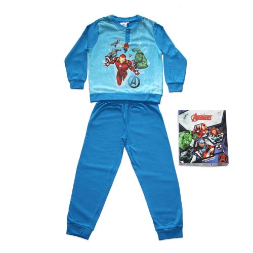 Pyjama enfant mince et long en coton - Avengers - avec motif de Iron Man - Jersey - bleu moyen - 98