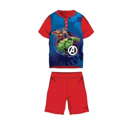 Pyjama d'été à manches courtes en coton pour enfants - Avengers - rouge - 128