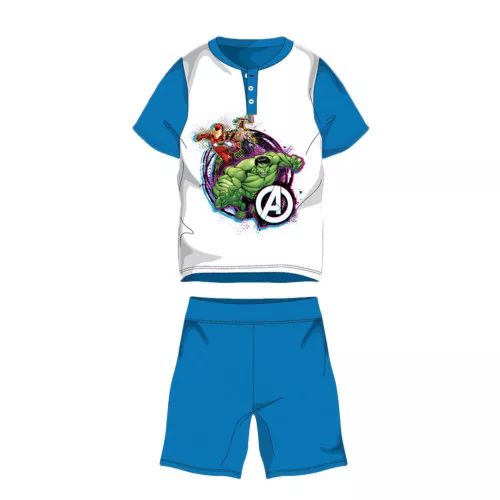 Pyjama d'été à manches courtes en coton pour enfants - Avengers - motif Avengers - bleu moyen - 98