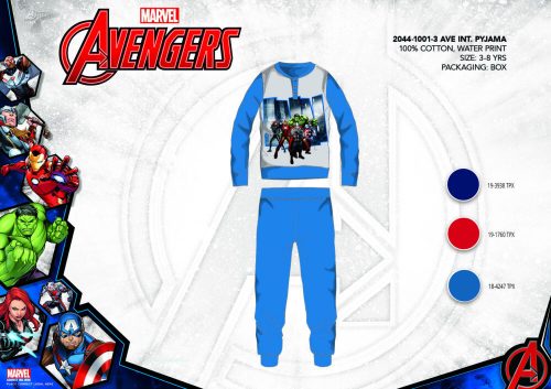 Pyjama en interlock de coton d'hiver pour enfants - Avengers - bleu moyen - 140