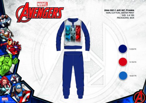 Pyjama en interlock de coton d'hiver pour enfants - Avengers - bleu foncé - 140