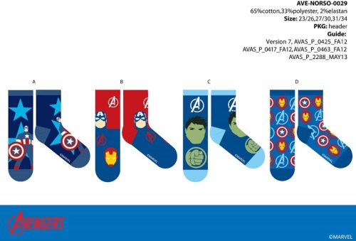 Chaussettes normales en coton pour enfants Avengers - 4 paires/paquet - 31-34
