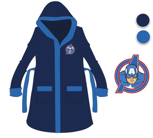 Peignoir en coton à capuche Avengers pour enfants - bleu foncé - 110-116