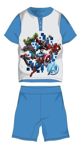 Pyjama d'été à manches courtes pour enfant Avengers - pyjama en jersey de coton - bleu clair - 110