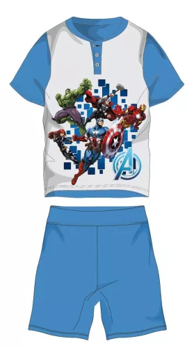 Pyjama d'été à manches courtes pour enfant Avengers - pyjama en jersey de coton - bleu clair - 116