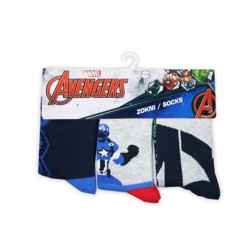 Chaussettes en coton pour enfants - 3 paires - Avengers - bleu foncé-gris-bleu moyen - 23-26