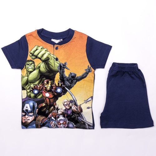 Pyjama en coton à manches courtes pour enfants - Avengers - bleu foncé - 122