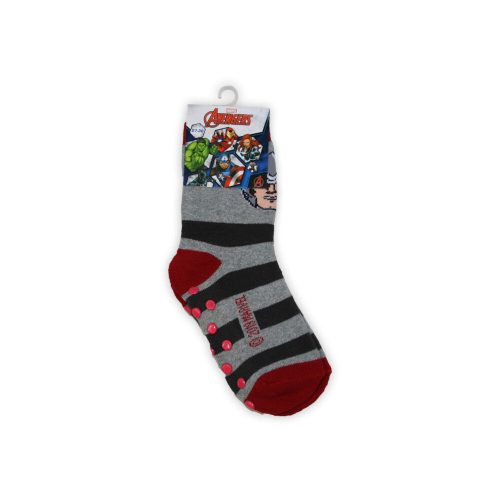 Chaussettes pour enfants avec antidérapant - Avengers - peluche - gris-rouge - 27-30
