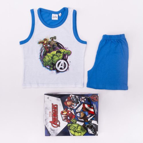 Pyjama en coton sans manches pour enfants - Avengers - bleu moyen - 122