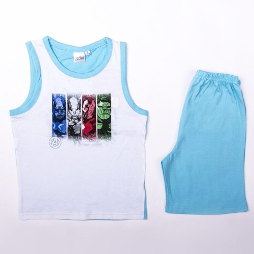 Ensemble d'été en coton pour garçon Avengers - ensemble t-shirt-short - turquoise - 110