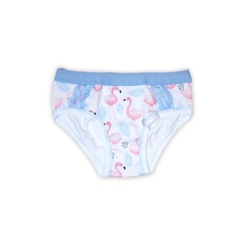 Culotte de fille en coton - Éponge de coton - flamant rose - blanc-bleu clair - 116