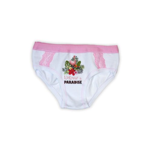 Culotte de fille en coton - Éponge de coton - flamant rose - blanc-rose - 116