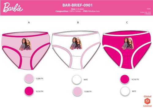 Lot de 3 culottes Barbie pour fillette - Culottes en coton 3 pièces