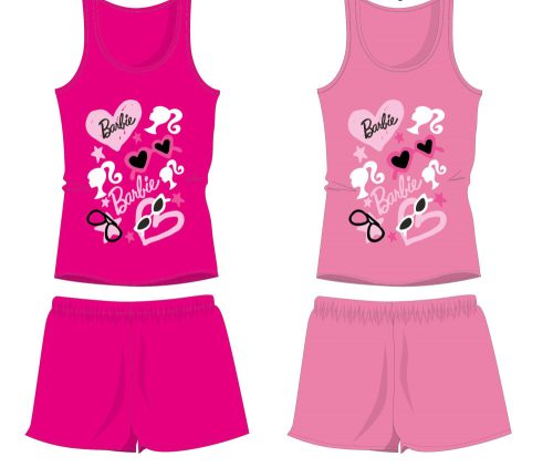 Barbie ensemble d'été en coton - ensemble t-shirt-short - rose - 128