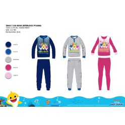   Pyjama en interlock de coton d'hiver pour enfants - Baby Shark - bleu foncé - 110