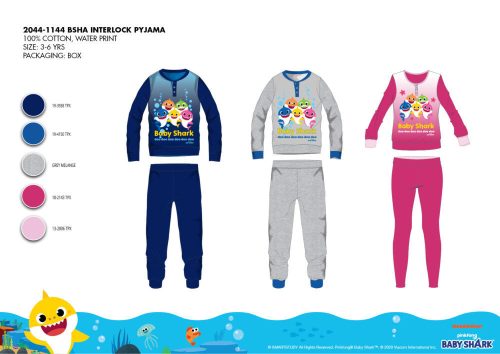 Pyjama en interlock de coton d'hiver pour enfants - Baby Shark - bleu foncé - 110