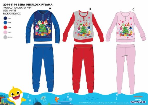 Pyjama en coton épais d'hiver pour enfants - pyjama en flanelle - Baby Shark - rose clair - 110