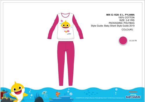 Pyjama jersey enfant Baby Shark - pyjama en coton - rose