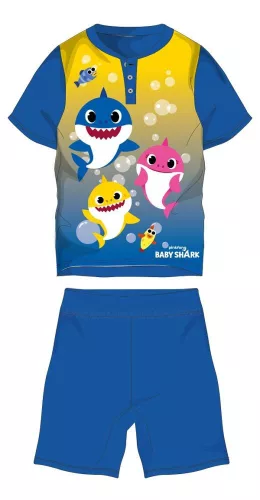 Pyjama d'été à manches courtes pour enfant Baby Shark - pyjama en jersey de coton - bleu moyen-jaune - 116