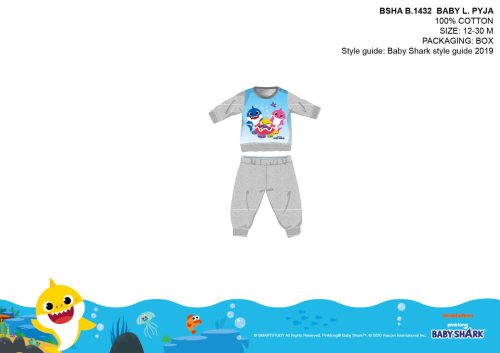 Pyjama bébé Baby Shark - pyjama en jersey de coton - gris - 98