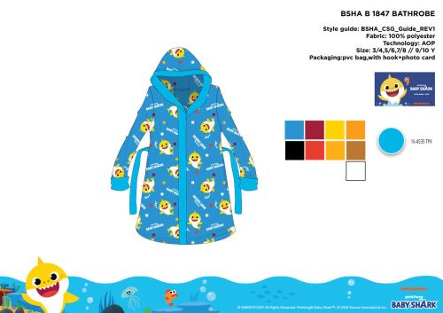 Peignoir à capuche en microfibre Baby Shark pour enfants
