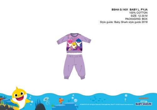 Pyjama bébé Baby Shark - pyjama en jersey de coton - violet - 80