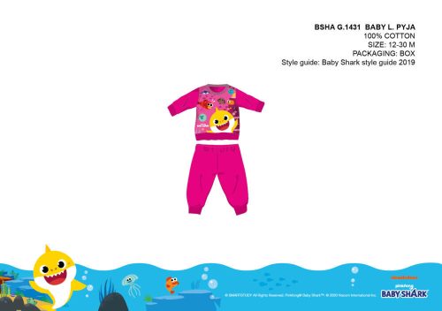Pyjama bébé Baby Shark - pyjama en jersey de coton - rose - 80