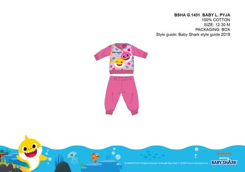 Pyjama bébé Baby Shark - pyjama en jersey de coton - rose foncé - 98