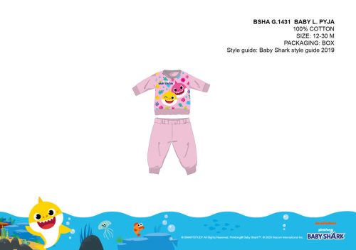 Baby Shark pyjama bébé - pyjama en jersey de coton - rose clair - 86