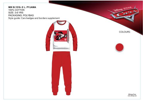 Disney Cars pyjama enfant en jersey en coton - pyjama en coton - rouge