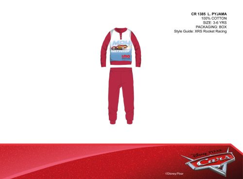 Pyjama d'hiver léger pour enfants Disney Cars - pyjama en jersey de coton - rouge - 116