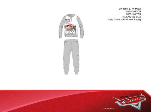 Pyjama d'hiver léger pour enfants Disney Cars - pyjama en jersey de coton - gris - 116
