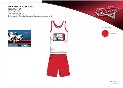 Disney Cars summer sleeveless children's pajamas - cotton pajamas - red - 116