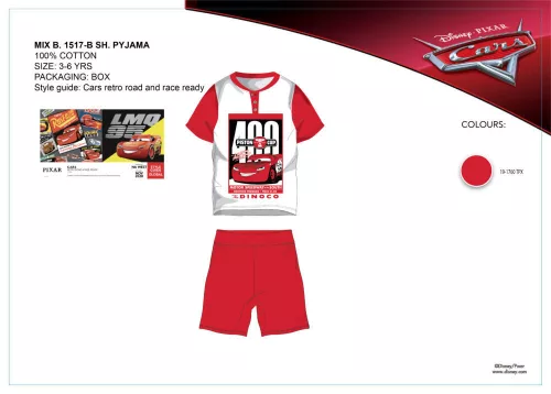 Disney Cars summer short sleeve children's pajamas - cotton pajamas - red