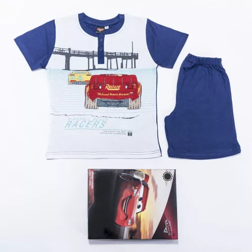 Pyjama en coton à manches courtes pour enfants - Cars - de course - bleu foncé - 116