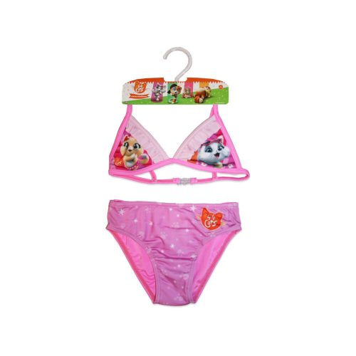 Maillot de bain deux pièces pour filles Chaton Coquin - haut triangle - rose - 104