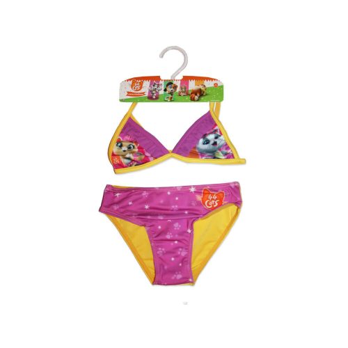 44 Chaton mignon maillot de bain deux pièces pour filles - haut triangle - jaune - 104