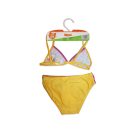 44 Chaton mignon maillot de bain deux pièces pour filles - haut triangle - jaune - 104