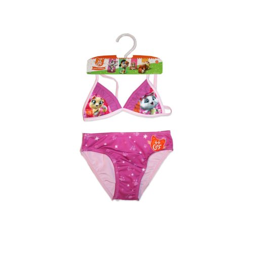 44 Chaton mignon maillot de bain deux pièces pour filles - haut triangle - rose clair - 110