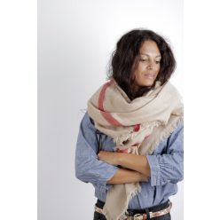   Écharpe Cecilia Gallerani - 140x140 cm - beige, écru, rouge