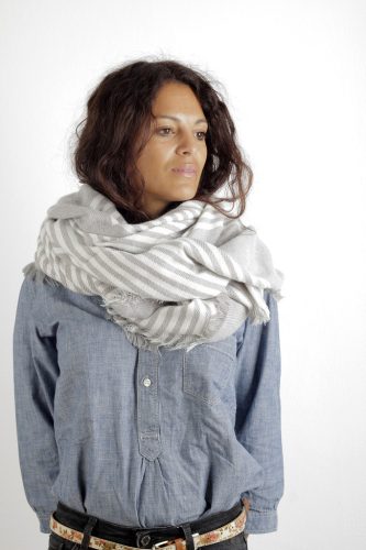 Écharpe Cecilia Gallerani - 140x140 cm - gris perle, blanc
