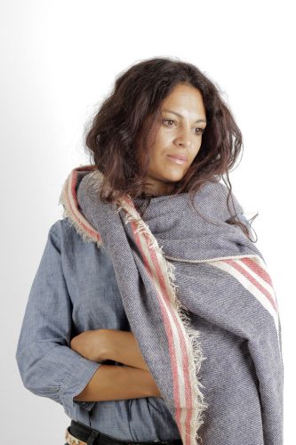 Cecilia Gallerani écharpe - 200x98 cm - bleu jean, rayé