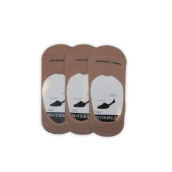   Chaussettes invisibles en coton avec silicone unisexe Pezzini - 3 paires/paquet - chaussettes invisibles en coton - beige - 35-37