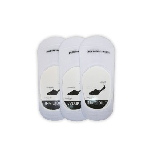 Chaussettes invisibles en coton avec silicone unisexe Pezzini - 3 paires/paquet - chaussettes invisibles en coton - blanc - 39-42